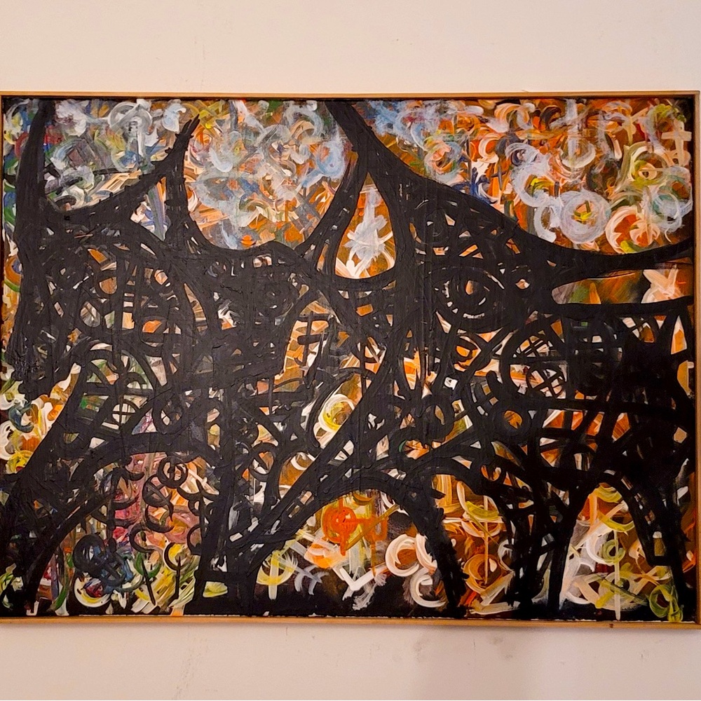 Original Wall Art Painting on canvas 36”x48”x2” framed titled, “Patxi.”